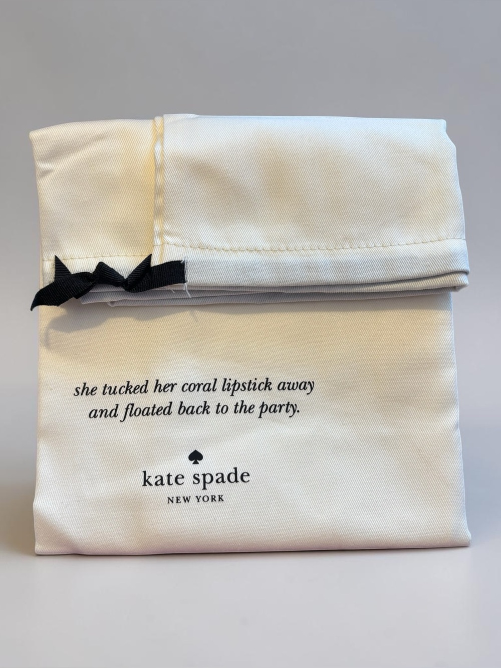 Kate spade White Drawstring Quote Dust Bag NEW